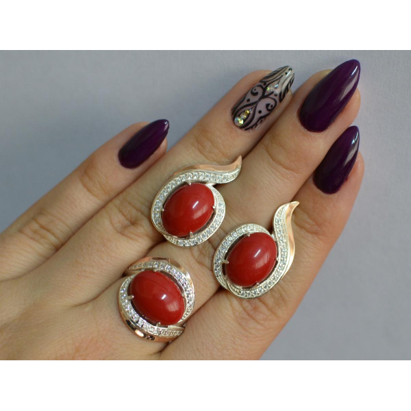 Серебряный гарнитур с золотыми пластинами (148)