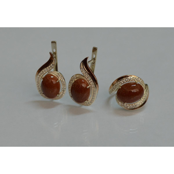 Серебряный гарнитур с золотыми пластинами (148)