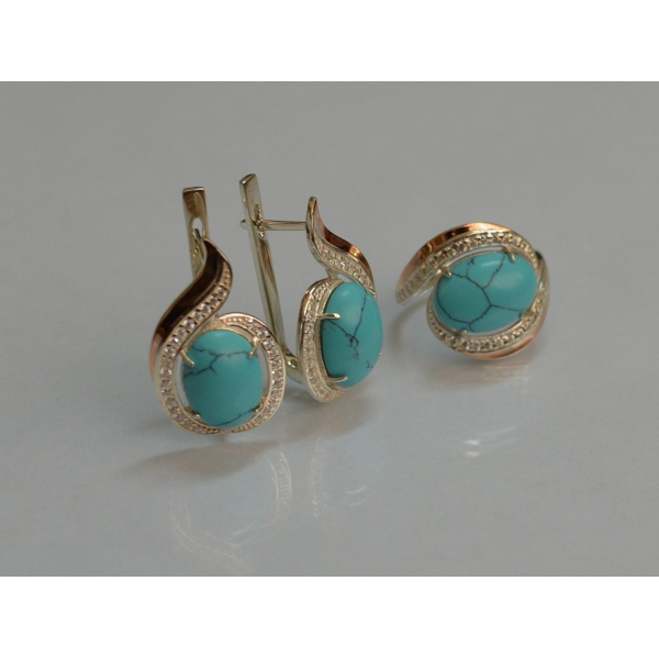 Серебряный гарнитур с золотыми пластинами (148)