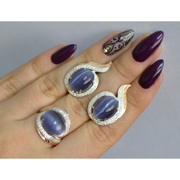 Серебряный гарнитур с золотыми пластинами (148)