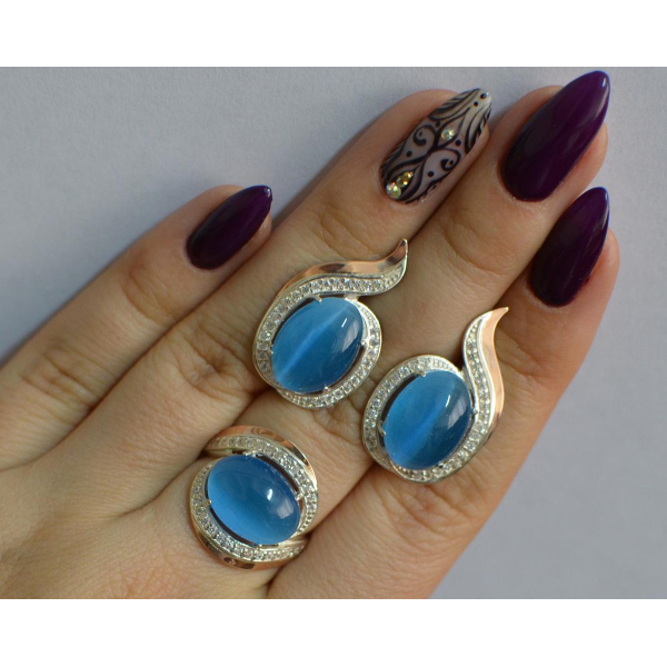 Серебряный гарнитур с золотыми пластинами (148)