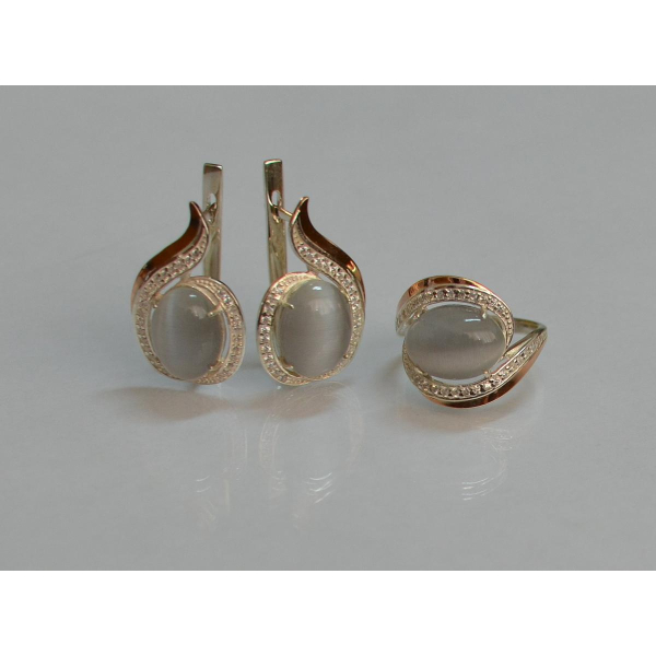 Серебряный гарнитур с золотыми пластинами (148)