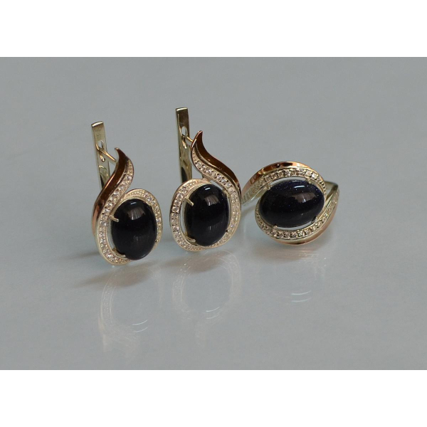 Серебряный гарнитур с золотыми пластинами (148)