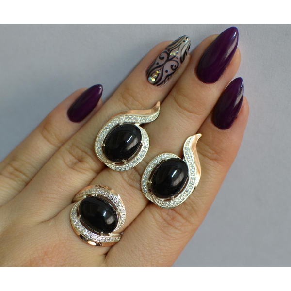 Серебряный гарнитур с золотыми пластинами (148)