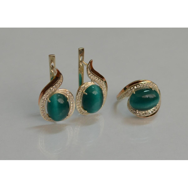 Серебряный гарнитур с золотыми пластинами (148)