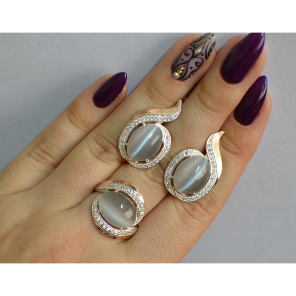 Серебряный гарнитур с золотыми пластинами (148)