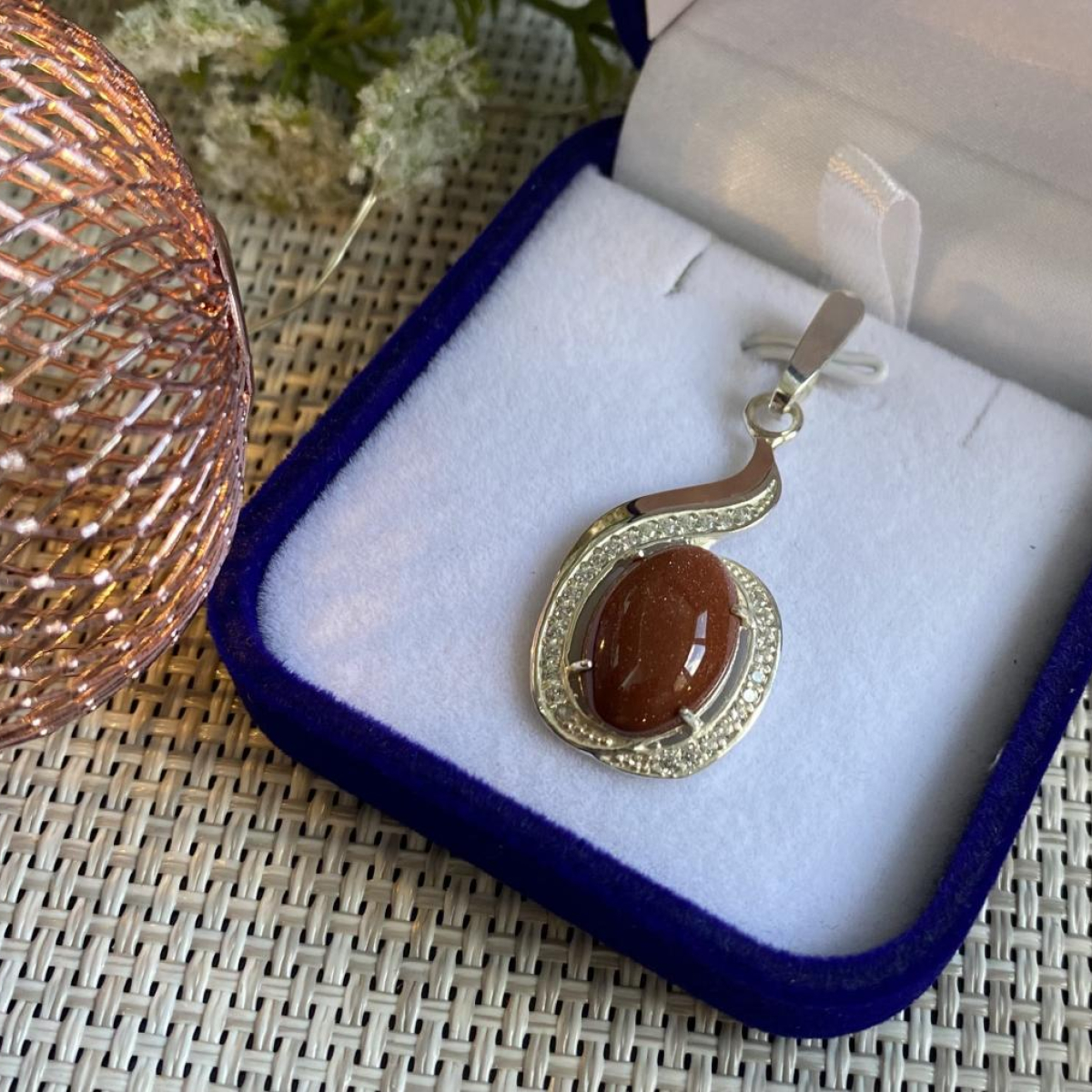 Серебряная подвеска с золотими вставками (148п)