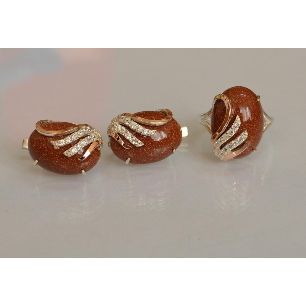 Серебряный гарнитур с золотыми накладками (149)