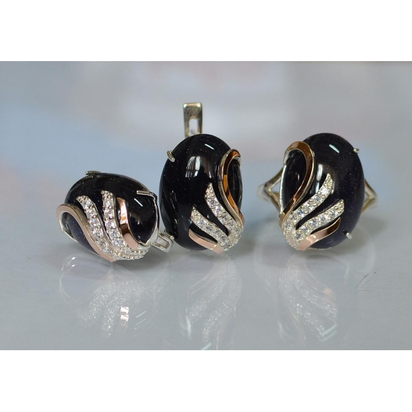 Серебряный гарнитур с золотыми накладками (149)