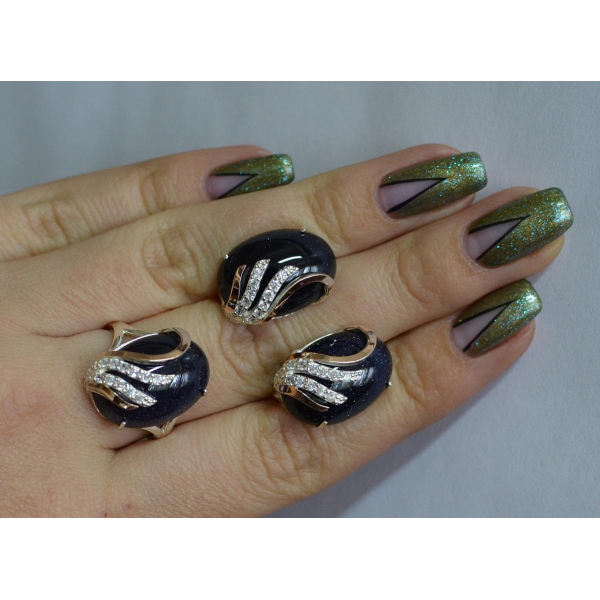 Серебряный гарнитур с золотыми накладками (149)