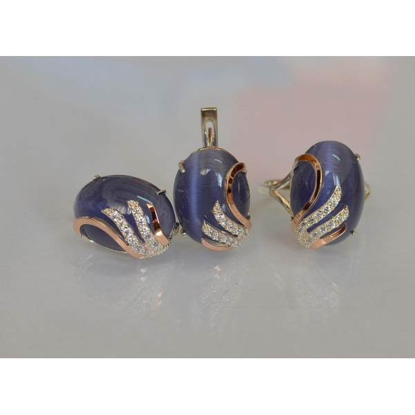 Серебряный гарнитур с золотыми накладками (149)