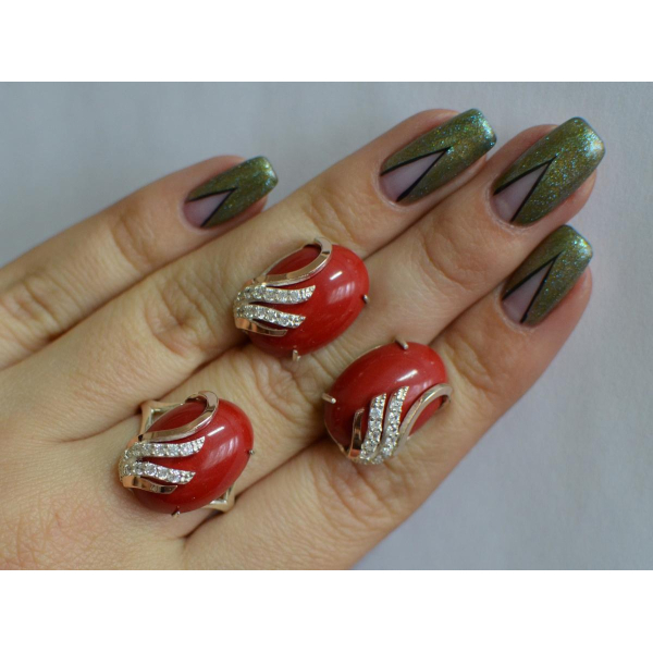 Серебряный гарнитур с золотыми накладками (149)