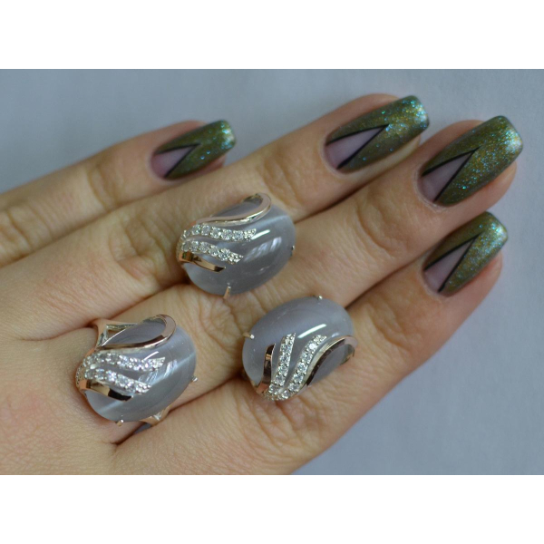 Серебряный гарнитур с золотыми накладками (149)