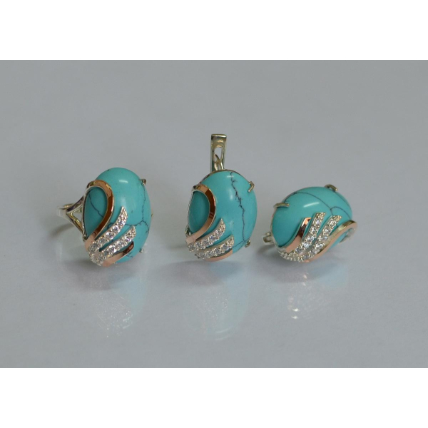 Серебряный гарнитур с золотыми накладками (149)