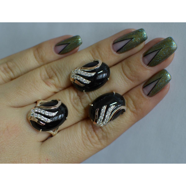 Серебряный гарнитур с золотыми накладками (149)