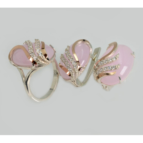 Срібний набір з золотими пластинами