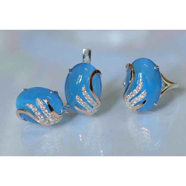 Серебряный гарнитур с золотыми накладками (149)