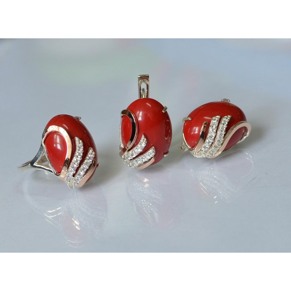 Серебряный гарнитур с золотыми накладками (149)