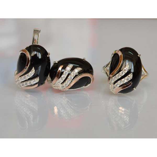 Серебряный гарнитур с золотыми накладками (149)