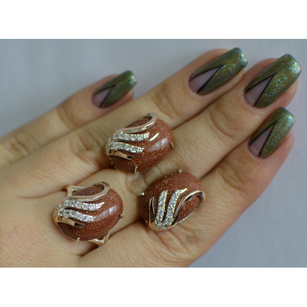 Серебряный гарнитур с золотыми накладками (149)