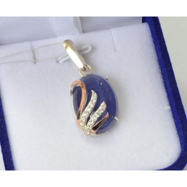 Серебряная подвеска с золотими вставками (149п)