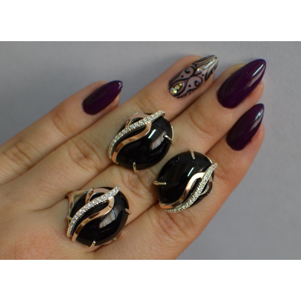 Срібний комплект з золотими наклкадками (150)