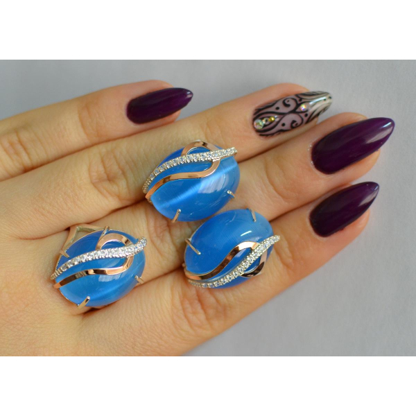 Срібний комплект з золотими наклкадками (150)