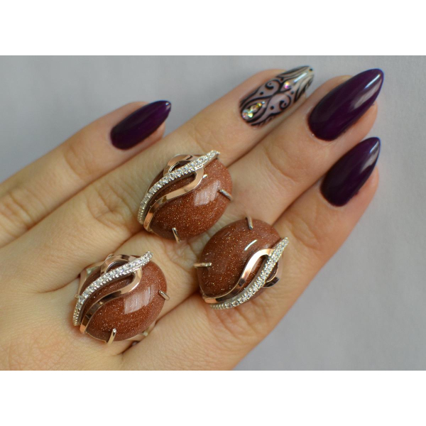 Срібний комплект з золотими наклкадками (150)