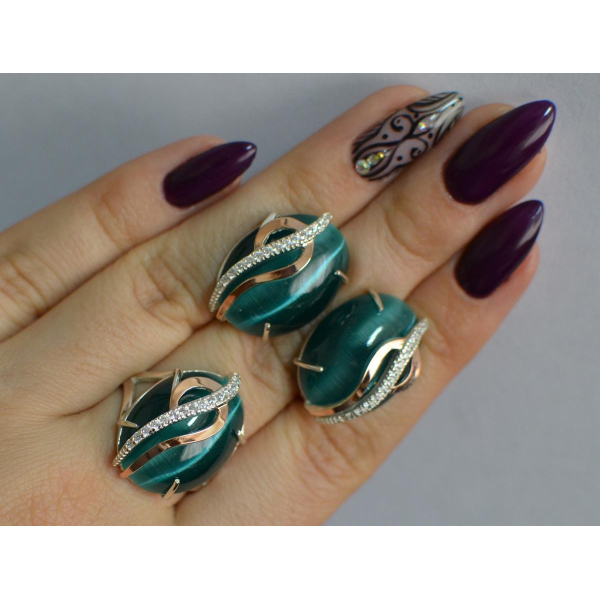 Срібний комплект з золотими наклкадками (150)