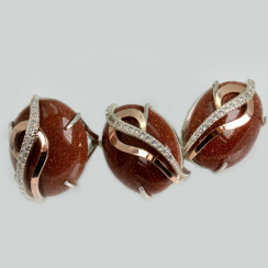 Серебряный комплект с золотыми накладками