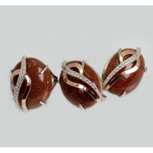 Серебряный комплект с золотыми накладками