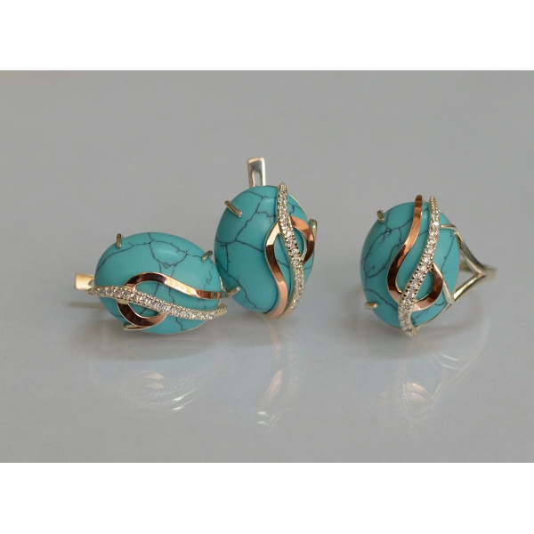 Срібний комплект з золотими наклкадками (150)