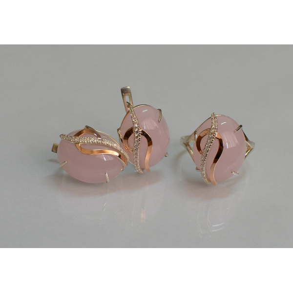 Срібний комплект з золотими наклкадками (150)