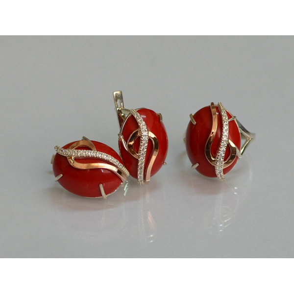 Срібний комплект з золотими наклкадками (150)