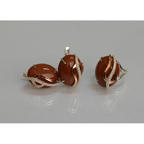 Срібний комплект з золотими наклкадками (150)