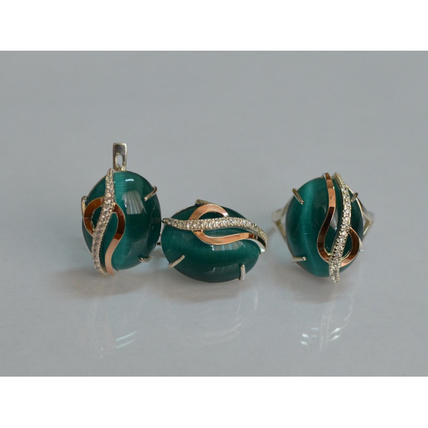 Срібний комплект з золотими наклкадками (150)