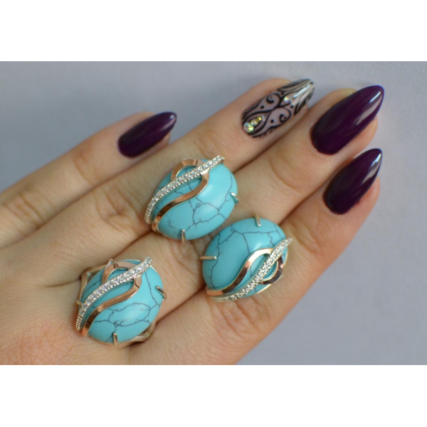 Срібний комплект з золотими наклкадками (150)