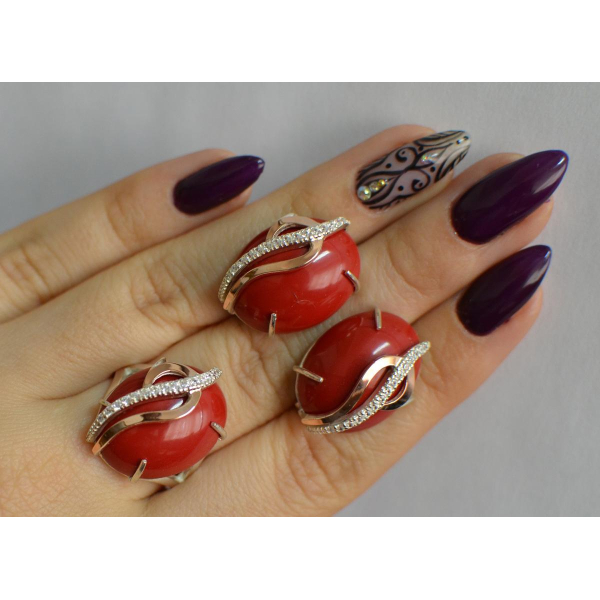 Срібний комплект з золотими наклкадками (150)