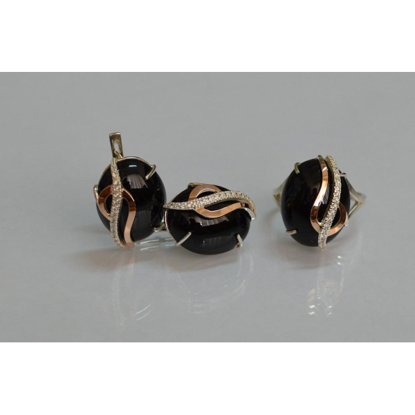 Срібний комплект з золотими наклкадками (150)