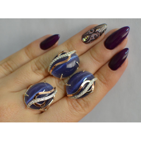 Срібний комплект з золотими наклкадками (150)