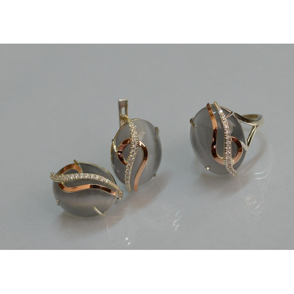 Срібний комплект з золотими наклкадками (150)