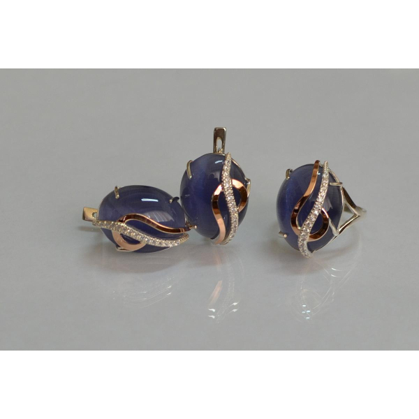 Срібний комплект з золотими наклкадками (150)