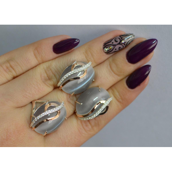 Срібний комплект з золотими наклкадками (150)