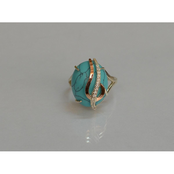 Кольцо из серебра с золотыми вставками (150к)