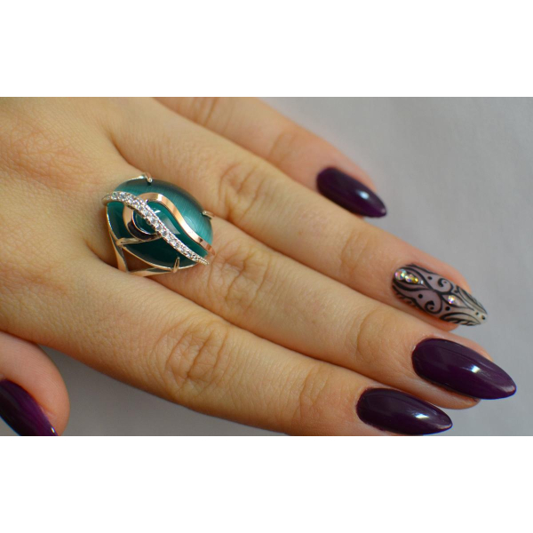 Кольцо из серебра с золотыми вставками (150к)