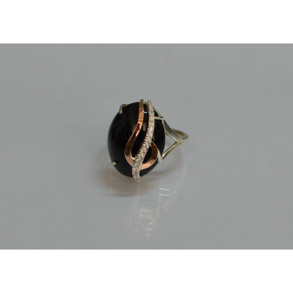 Кольцо из серебра с золотыми вставками (150к)