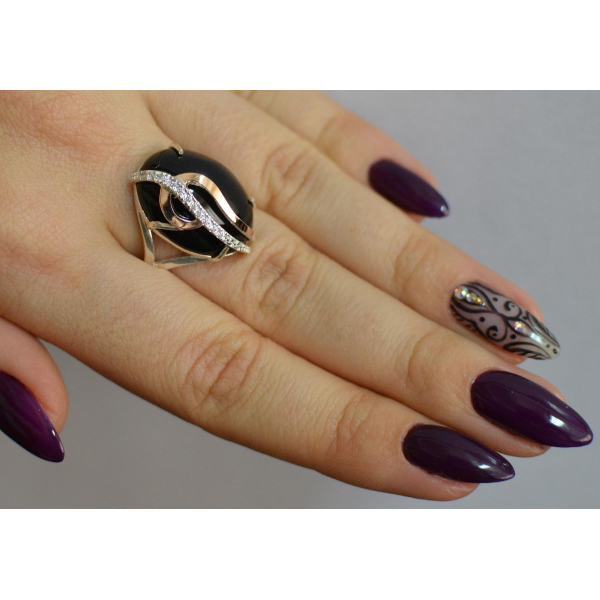 Кольцо из серебра с золотыми вставками (150к)