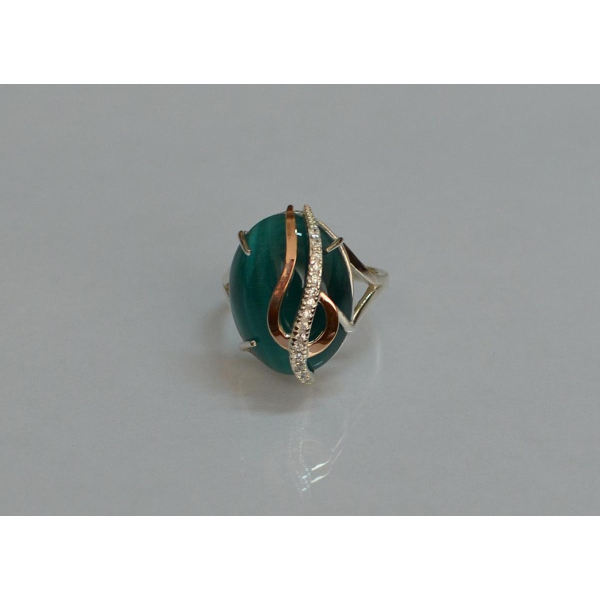 Кольцо из серебра с золотыми вставками (150к)