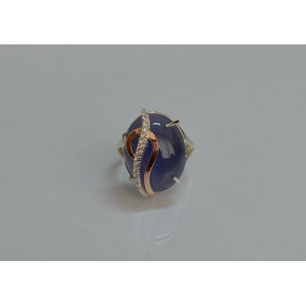 Кольцо из серебра с золотыми вставками (150к)