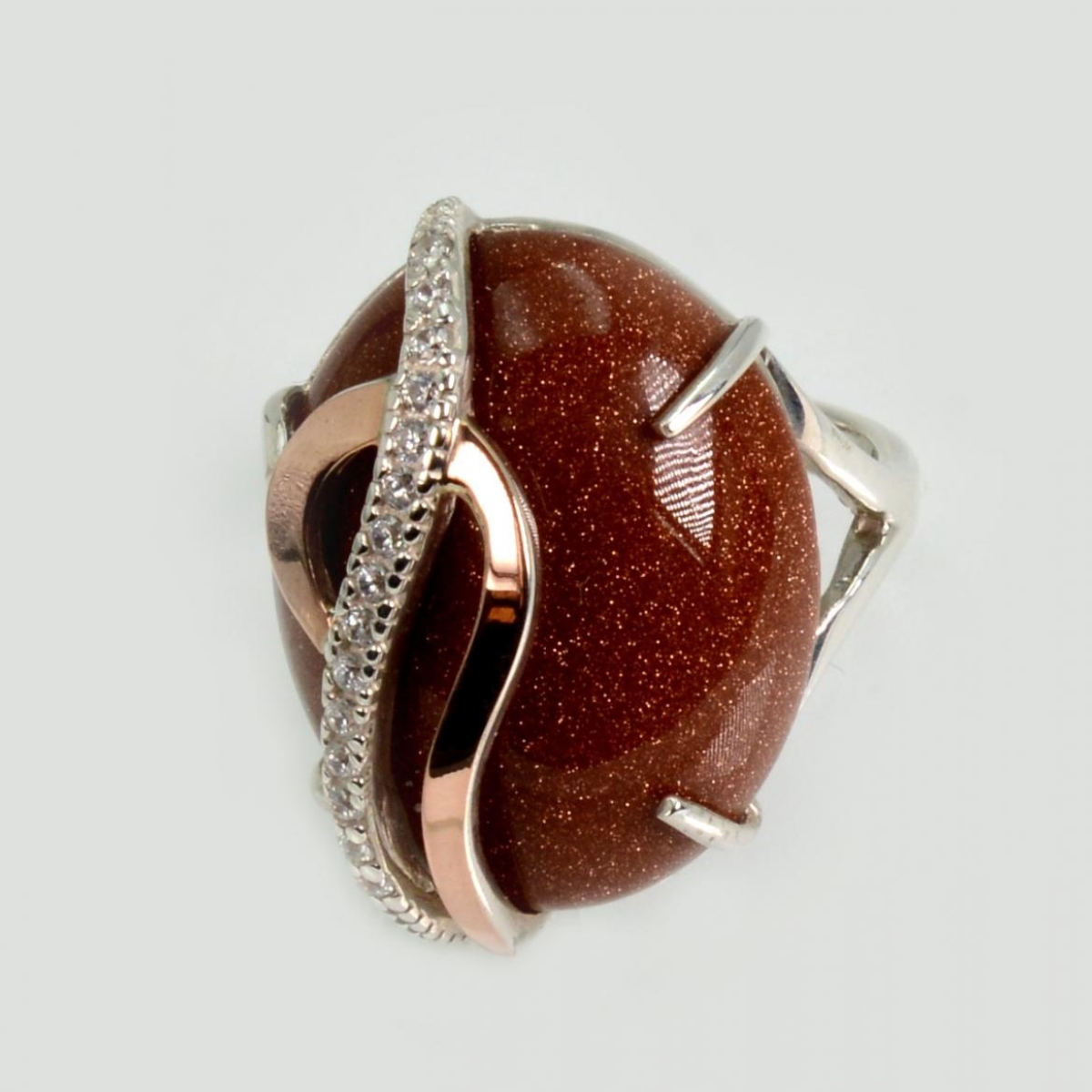 Кольцо из серебра с золотыми вставками (150к)